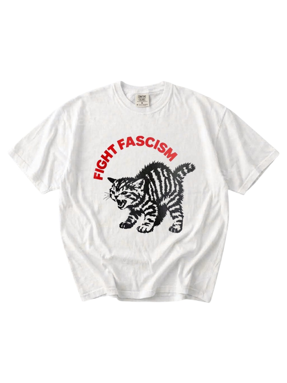 Comfort colors Fight Fascism Cat Graphic Tee - White